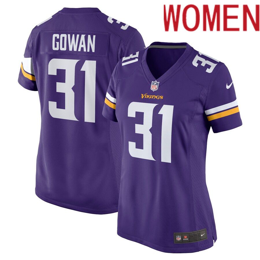Women Minnesota Vikings #31 Tay Gowan Nike Purple Home Game Player NFL Jersey